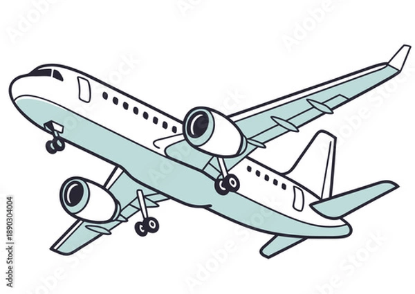 Obraz Commercial Airplane Vector Illustration Side View