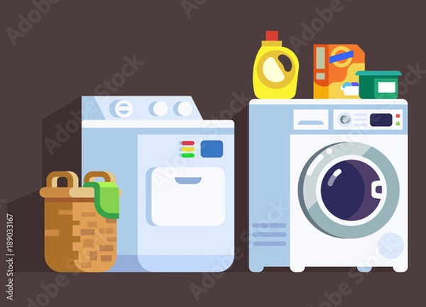 Obraz Laundry Washing Machines and Cleaners Icon Set