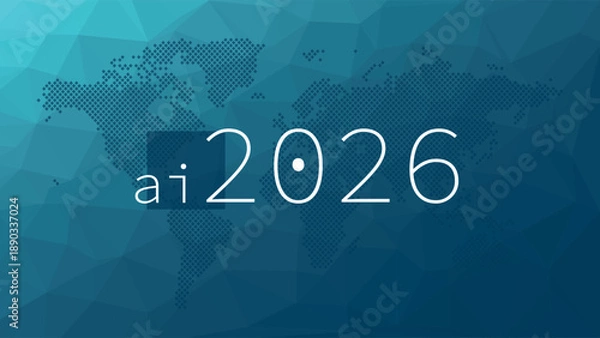 Fototapeta 2026 Artificial intelligence. AI neural network digital brain machine deep learning processing big data analysis technology. Vector illustration. Geometry network blue gradient background