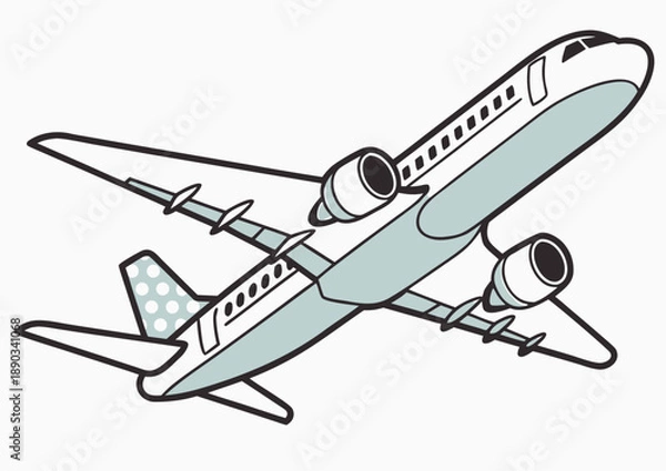 Obraz Commercial Airplane Vector Illustration Side View