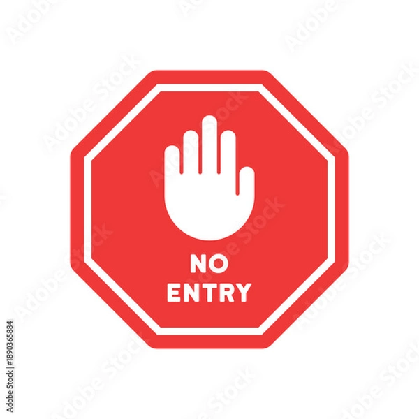 Obraz No entry hand warning sign. Vector illustration
