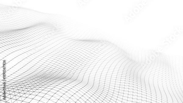 Obraz Abstract perspective background. 3D wireframe vector mesh on white background.