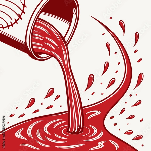 Fototapeta Red Paint Pouring and Splashing