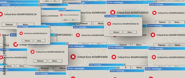 Obraz Critical Error Warning Message Windows. Vintage User Interface Operating System Fail. Vector Illustration. 
