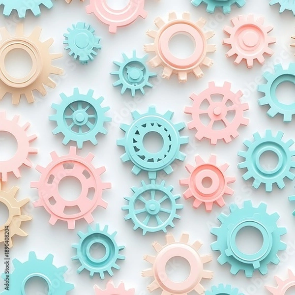 Obraz Colorful interlocking gears