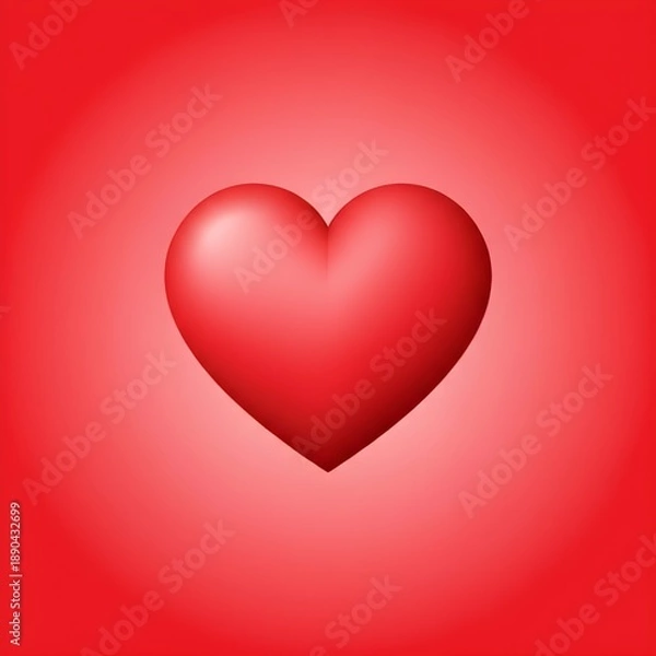 Obraz Vibrant 3d red heart symbol on gradient background