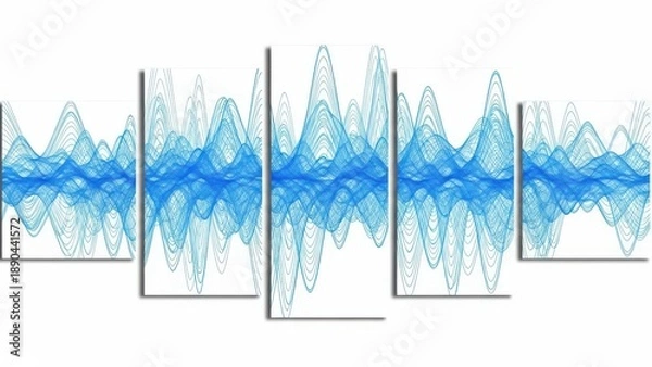 Obraz Multipanel blue waveform graph on screens