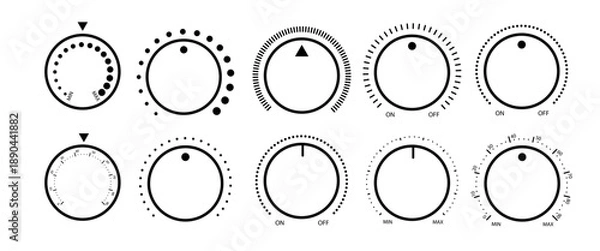 Fototapeta Round scale and controller volume level knob with