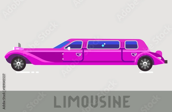 Obraz Pink Limousine in Flat Style
