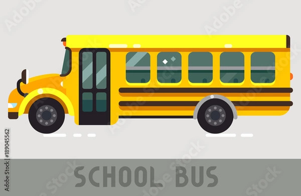 Obraz Yellow School Bus in Flat Style