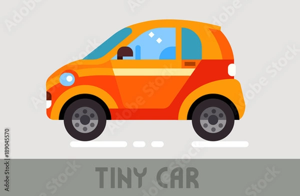 Obraz Orange Urban Tiny Car in Flat Style