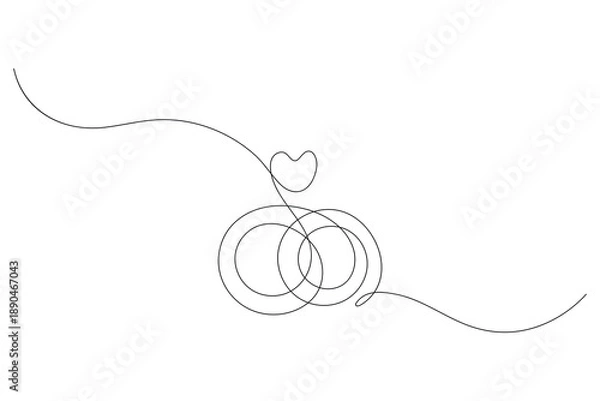 Obraz Wedding ring continuous one line drawing minimalist outline vector illustration
