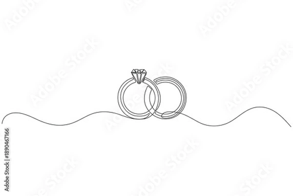 Obraz Wedding ring continuous one line drawing minimalist outline vector illustration