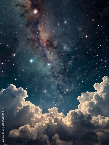 Obraz Abstract background with stars and clouds
