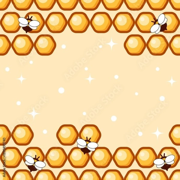 Obraz Honeycomb cartoon cute background.