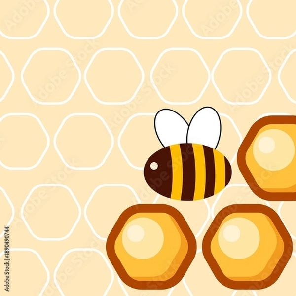 Obraz Honeycomb cartoon cute background.