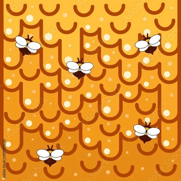 Obraz Honeycomb cartoon cute background.