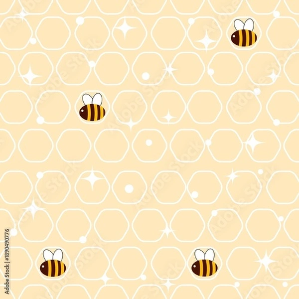 Obraz Honeycomb cartoon cute background.