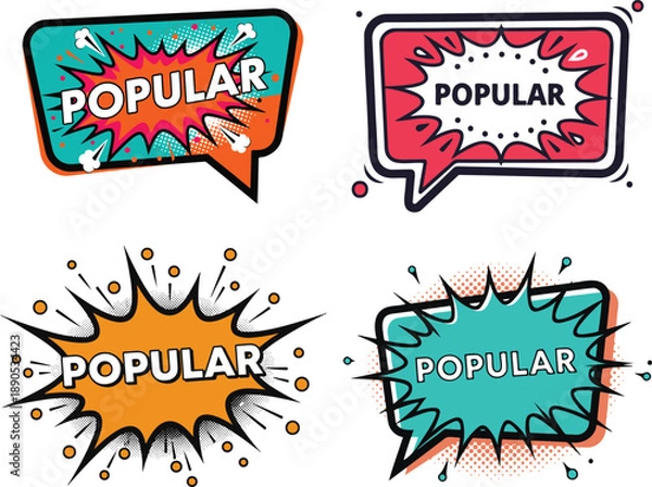 Obraz Popular Comic Style Promo Speech Bubbles Vector Set