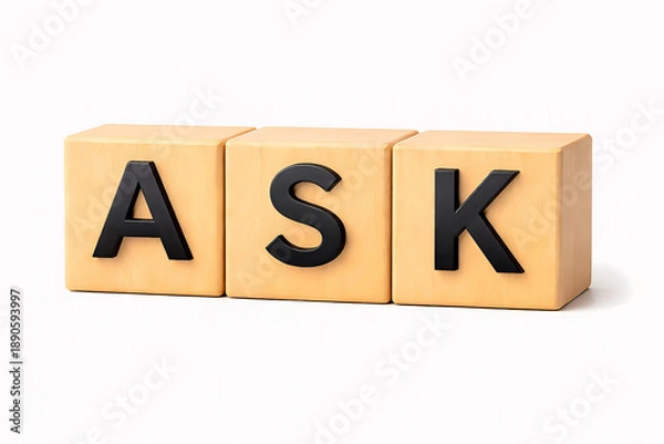 Obraz ASKコンセプト 木製ブロックで表現する質問と回答