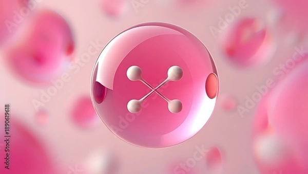 Obraz Abstract 3D Pink Sphere with X Shape or Molecular Structure Inside