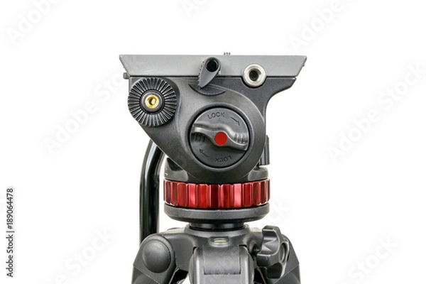 Obraz Video tripod head with white background.