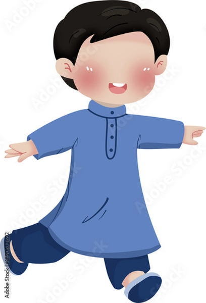 Obraz Happy boy running illustration