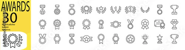 Fototapeta Awards icon set. Editable stroke.
