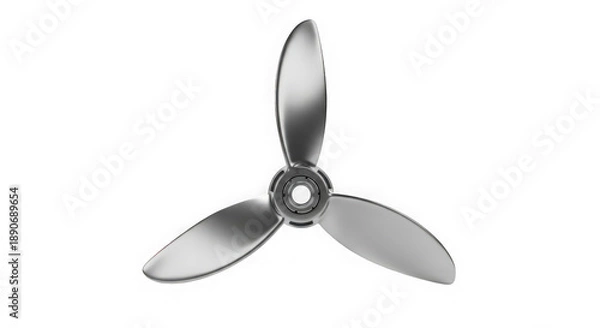 Obraz Silver threeblade propeller on transparent background isolated