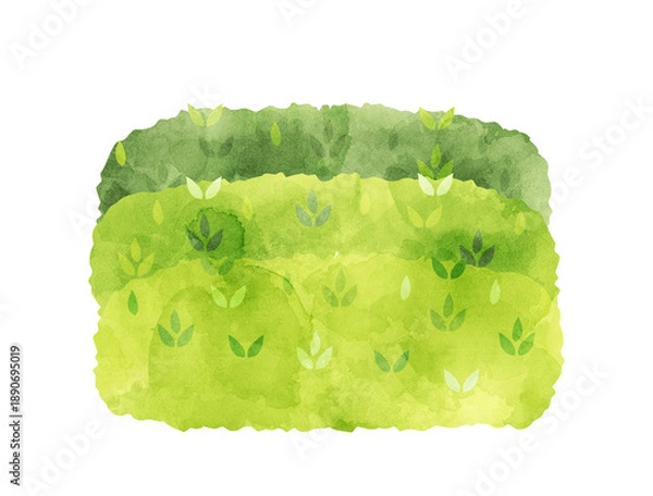 Obraz 茶畑をイメージしたイラスト　水彩風加工バージョン
