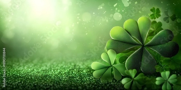 Obraz Shamrocks, green background.