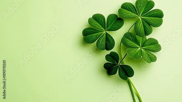 Obraz Four-leaf clover, green background.