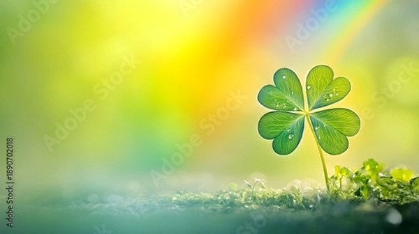 Obraz Four-leaf clover, rainbow, St. Patrick's.