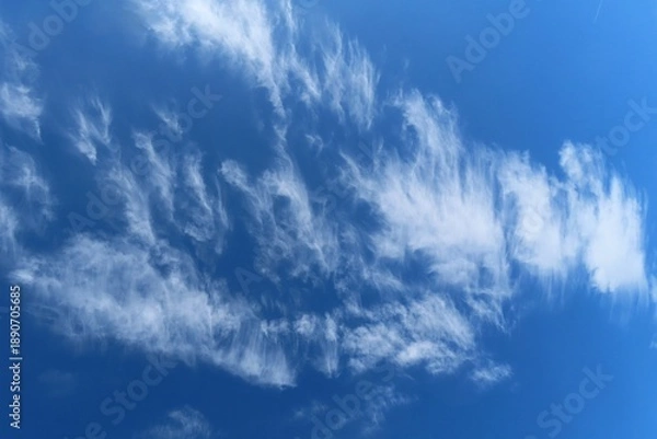 Obraz Blue sky with cirrus clouds, natural cloudscape