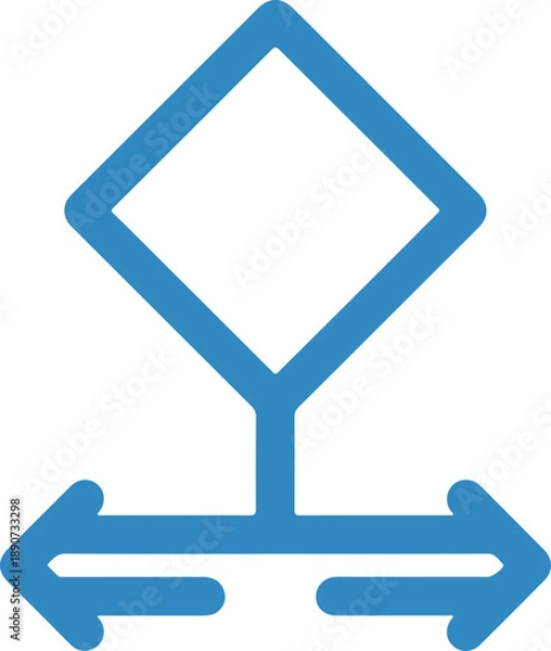 Obraz Decision Diamond with Dual Arrows Flat Vector for Software Programming, software development documentation, business workflow diagrams, strategic decision-making presentations, and technical process.