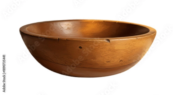 Obraz Rustic Wooden Bowl Isolated Transparent Background Brown Object Kitchenware
