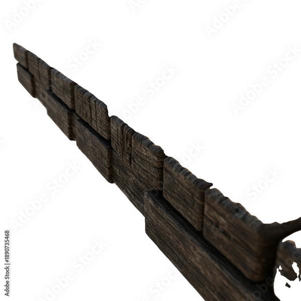 Obraz Rustic Wooden Fence Section Realistic Isolated 3D Render