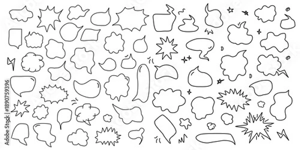 Fototapeta Comic doodle speech bubble set 
