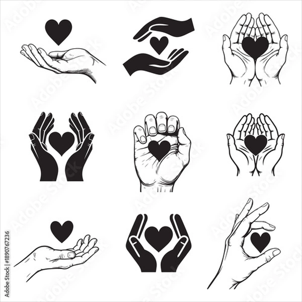 Obraz Caring Hands Heart Love Symbol Clean Editable Vector