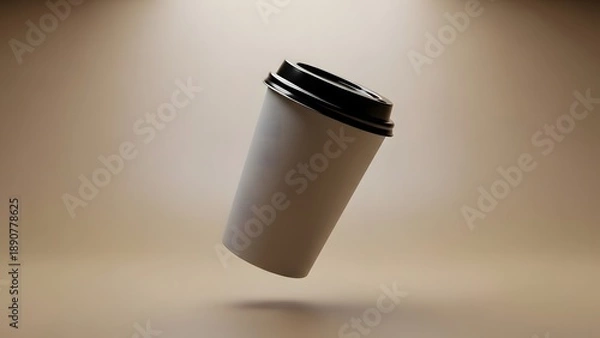 Obraz Clean coffee cup 3D render with levitating style