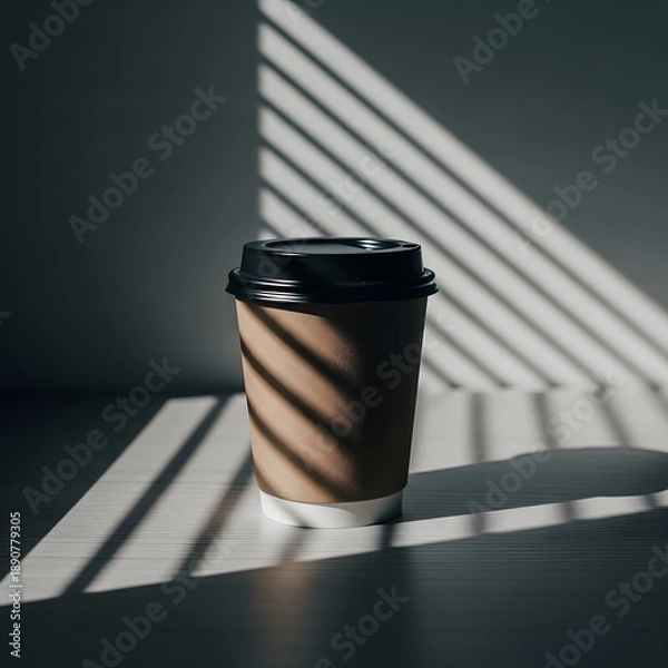 Obraz Minimal coffee cup mockup in modern floating 3D render