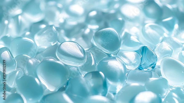 Obraz たくさんのビーチグラスのような透明感のある水色の石