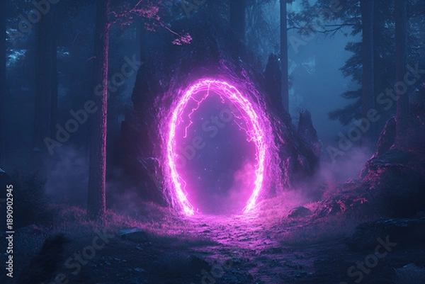 Obraz Pink Neon Portal Path