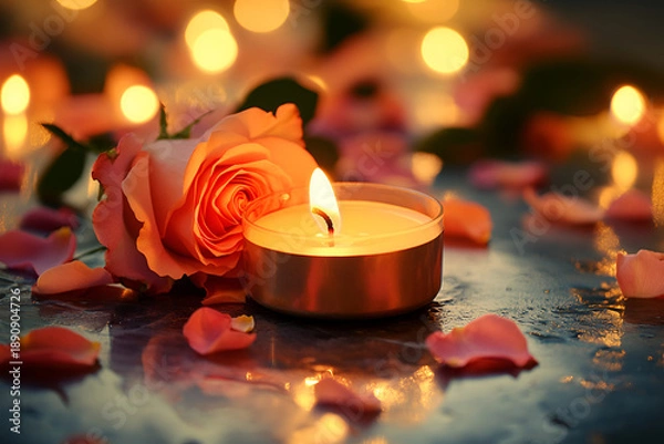 Obraz Rose with Candle Romance