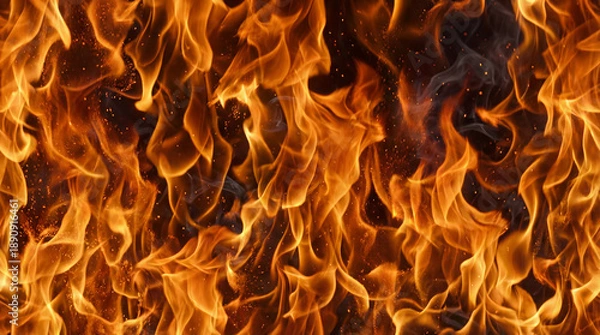 Fototapeta Intense Burning Fire Flame Texture Background with Dramatic Heat Waves