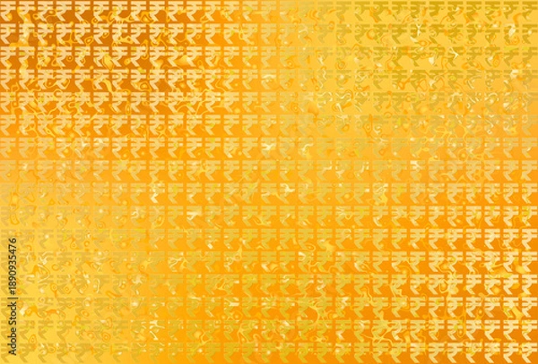 Obraz リッチな黄金色に輝くインド・ルピー通貨記号マークのグリッドパターン入り背景素材