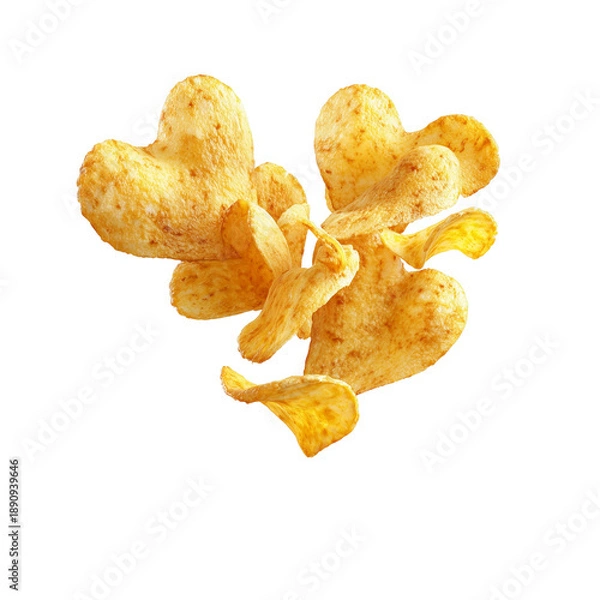 Obraz Heart-shaped potato chips floating