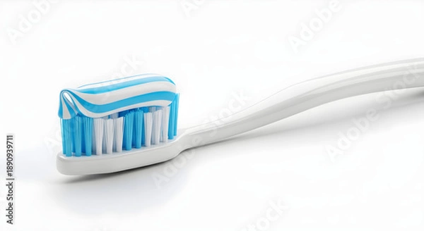 Fototapeta Toothbrush with Toothpaste Isolated on White Background