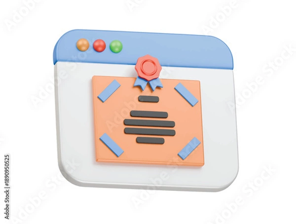 Obraz e certificate icon 3d illustration render