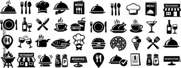 Obraz Restaurant icon collection set. Editable stroke.
